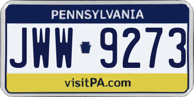 PA license plate JWW9273