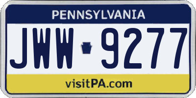 PA license plate JWW9277