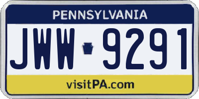 PA license plate JWW9291
