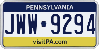 PA license plate JWW9294