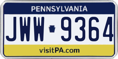 PA license plate JWW9364