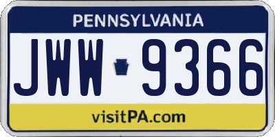 PA license plate JWW9366
