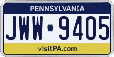 PA license plate JWW9405