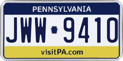 PA license plate JWW9410