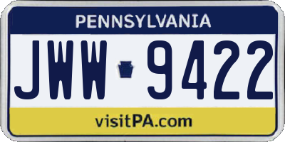 PA license plate JWW9422