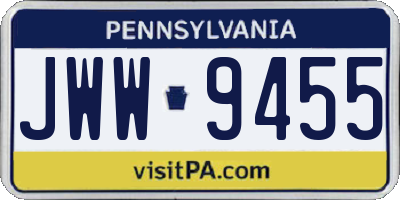 PA license plate JWW9455