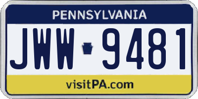 PA license plate JWW9481