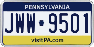 PA license plate JWW9501