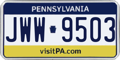 PA license plate JWW9503