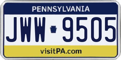 PA license plate JWW9505
