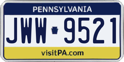 PA license plate JWW9521