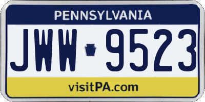 PA license plate JWW9523