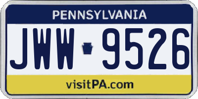 PA license plate JWW9526