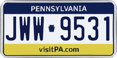PA license plate JWW9531