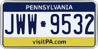 PA license plate JWW9532