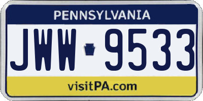 PA license plate JWW9533