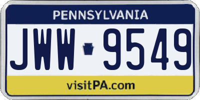 PA license plate JWW9549