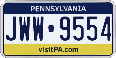 PA license plate JWW9554