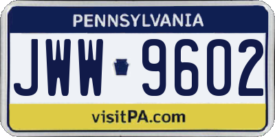 PA license plate JWW9602
