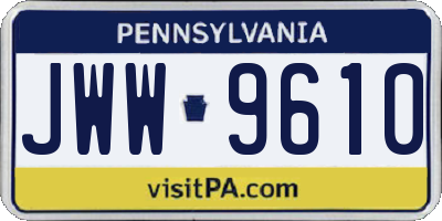 PA license plate JWW9610