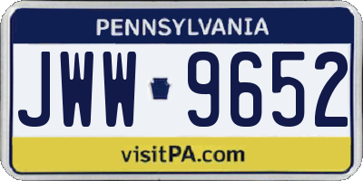 PA license plate JWW9652