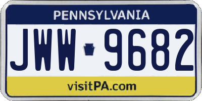 PA license plate JWW9682