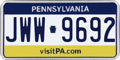 PA license plate JWW9692