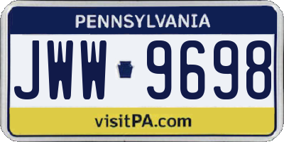 PA license plate JWW9698