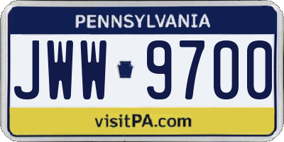 PA license plate JWW9700