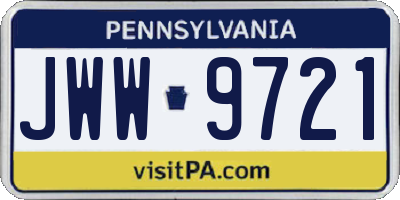 PA license plate JWW9721