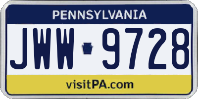 PA license plate JWW9728