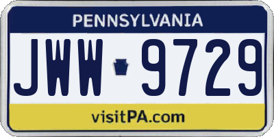 PA license plate JWW9729