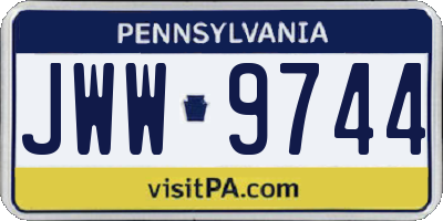 PA license plate JWW9744