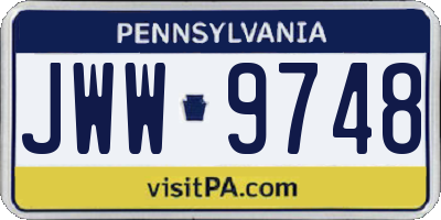 PA license plate JWW9748