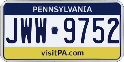PA license plate JWW9752