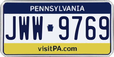 PA license plate JWW9769