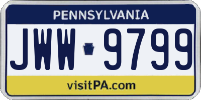 PA license plate JWW9799