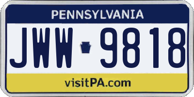 PA license plate JWW9818