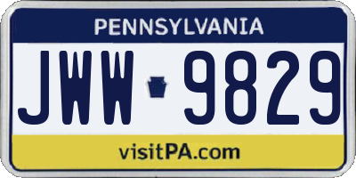 PA license plate JWW9829