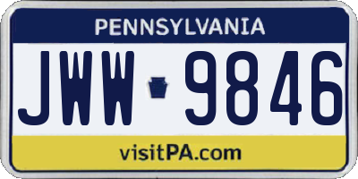 PA license plate JWW9846