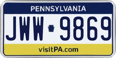PA license plate JWW9869