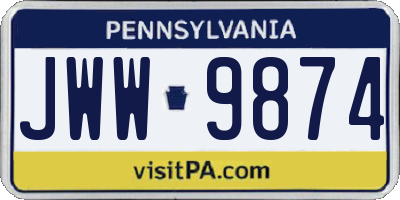 PA license plate JWW9874