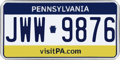 PA license plate JWW9876