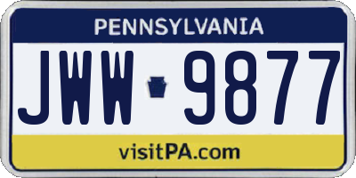 PA license plate JWW9877