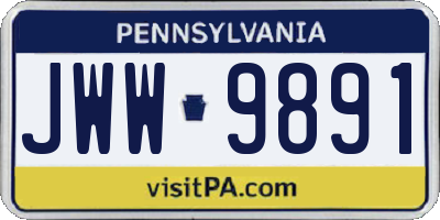 PA license plate JWW9891