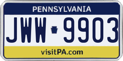 PA license plate JWW9903