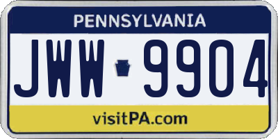 PA license plate JWW9904
