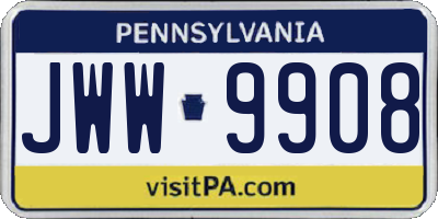 PA license plate JWW9908