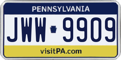 PA license plate JWW9909