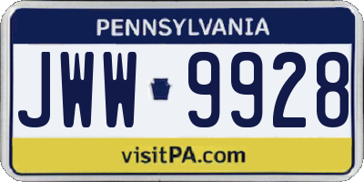 PA license plate JWW9928